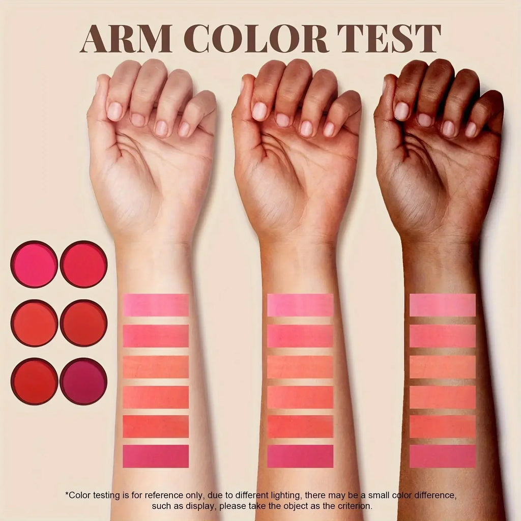 6 Colors Waterproof Matte Blush Palette Medium Buildable Coverage Long-Lasting Natural Finish Light and breathable, Qme
