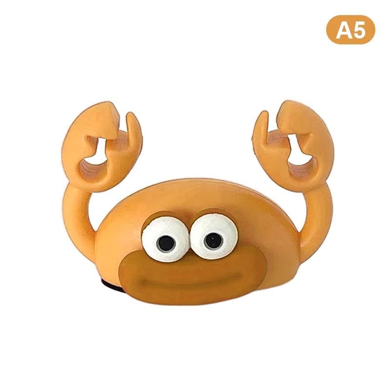Cartoon Crab Cable Holder Self-Adhesive Fixing USB Cable Management ClipHome Office Desk Decoration Silicone Cable Organizer Qme Yellow
