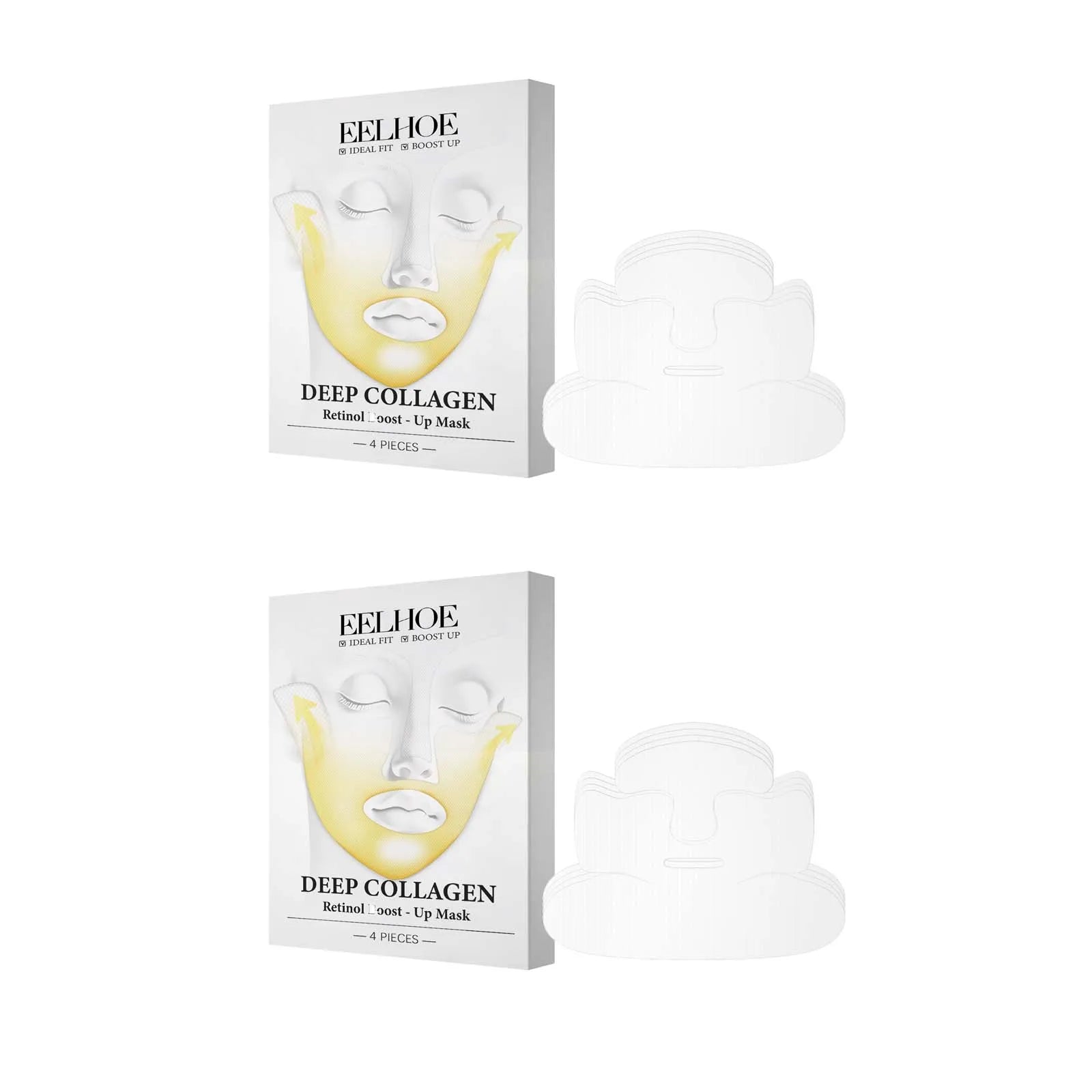 Deep Collagen Retinol Firming Mask Lifting Tightening Facial Skin Lighten Fine Lines Smooth Natural Hydrating Translucent Mask Qme 8Pcs