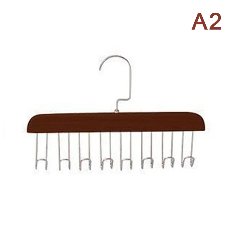 Non Slip Space Saving Wardrobe Clothing Storage Holder Wood Belts Qme A2