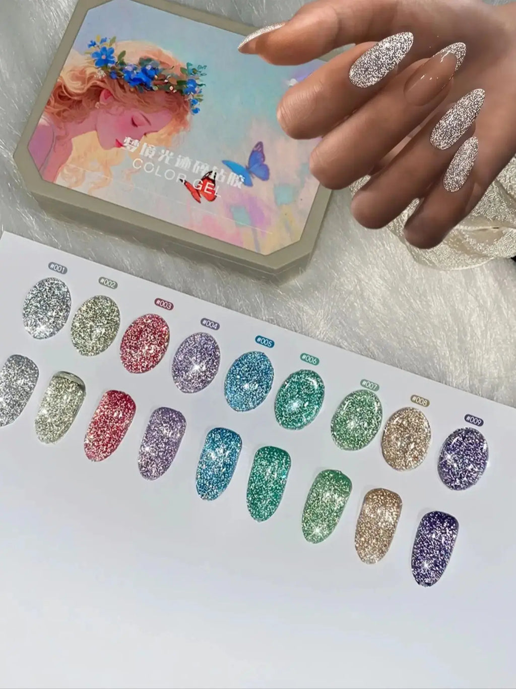 9 Colors Solid Polish Reflective Disco Glitter Nail UV Gel DIY Art Qme
