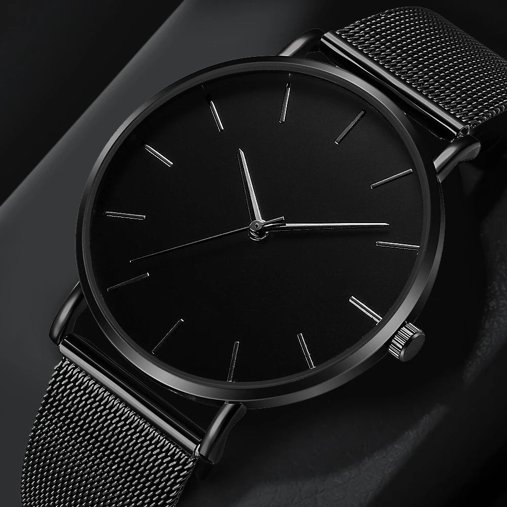 Reloj Mujer Ladies Fashion Metal Hour Casual Watch Simple Quartz Wrist Watch Female Black Mesh Stainless Steel Watch Saa Bracele Qme