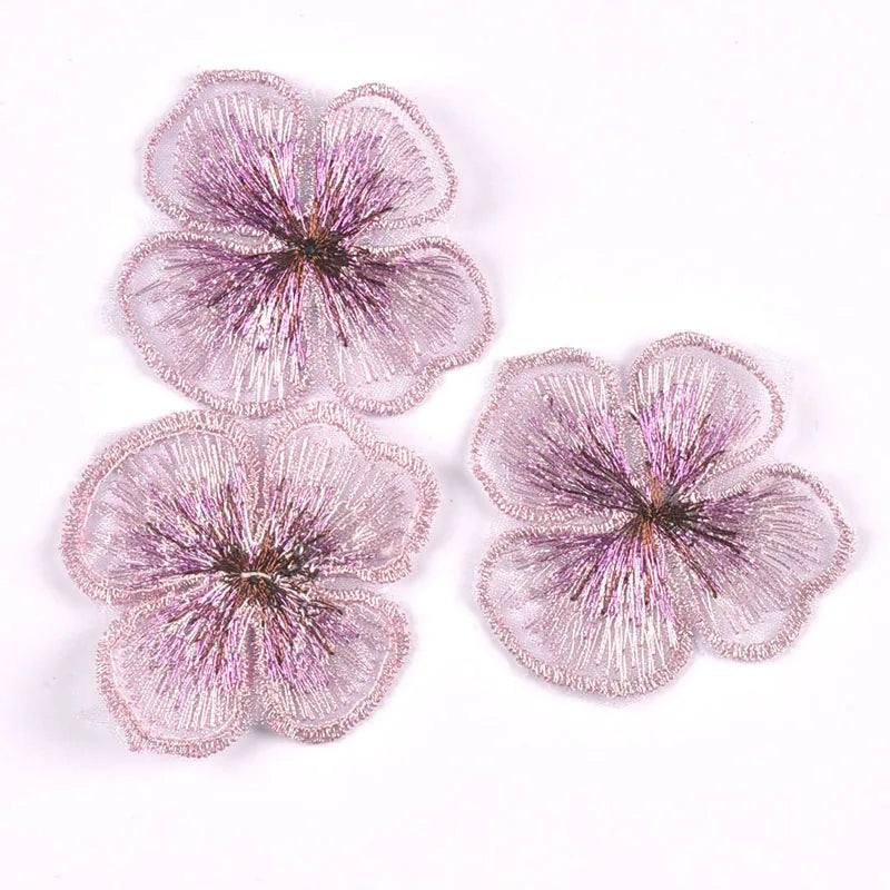20Pcs/Lot Flower Lace Patches For Hat Clothing Embroidery Mesh Appliques For Handmade Sewing Accessories Wedding Decor 57x47mm Qme
