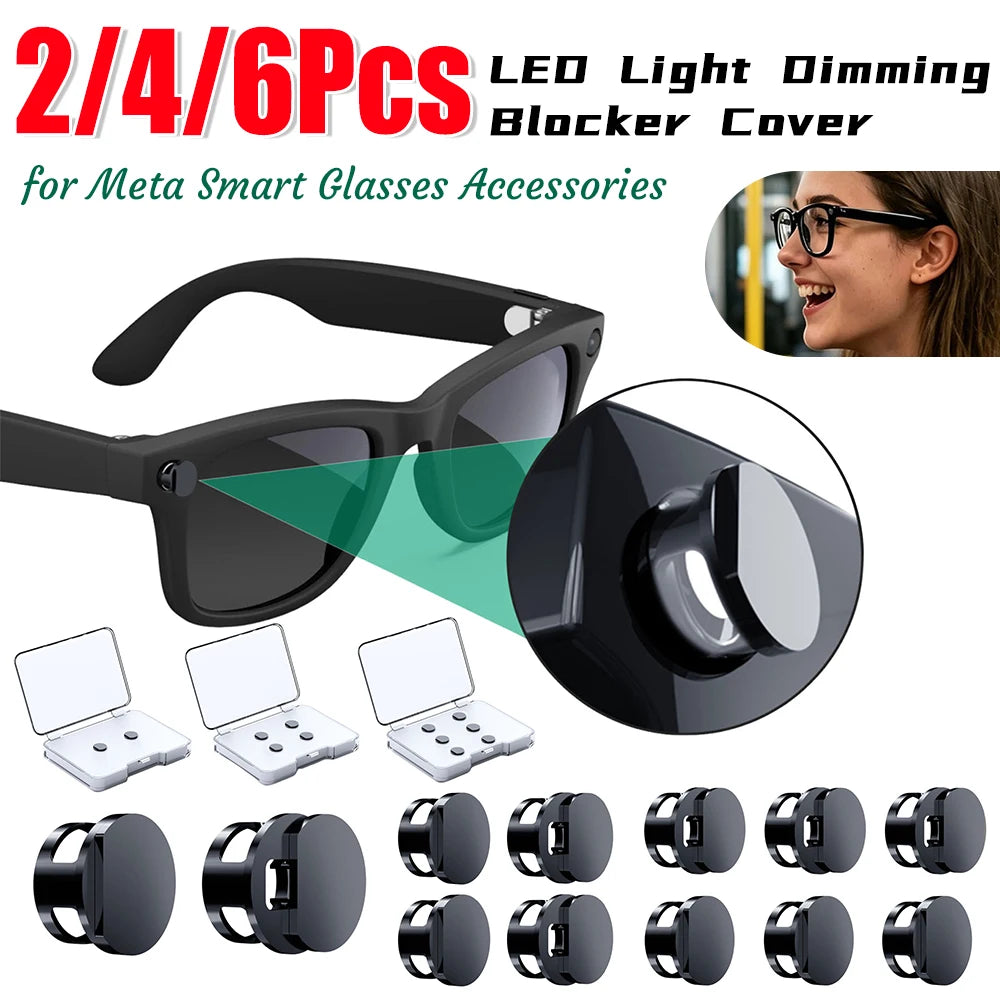 2-6PCS LED Light Dimming Blocker Cover for Meta Glasses's Camera Lens Protect Covers with Box for Meta Smart Glasses Accessories Qme