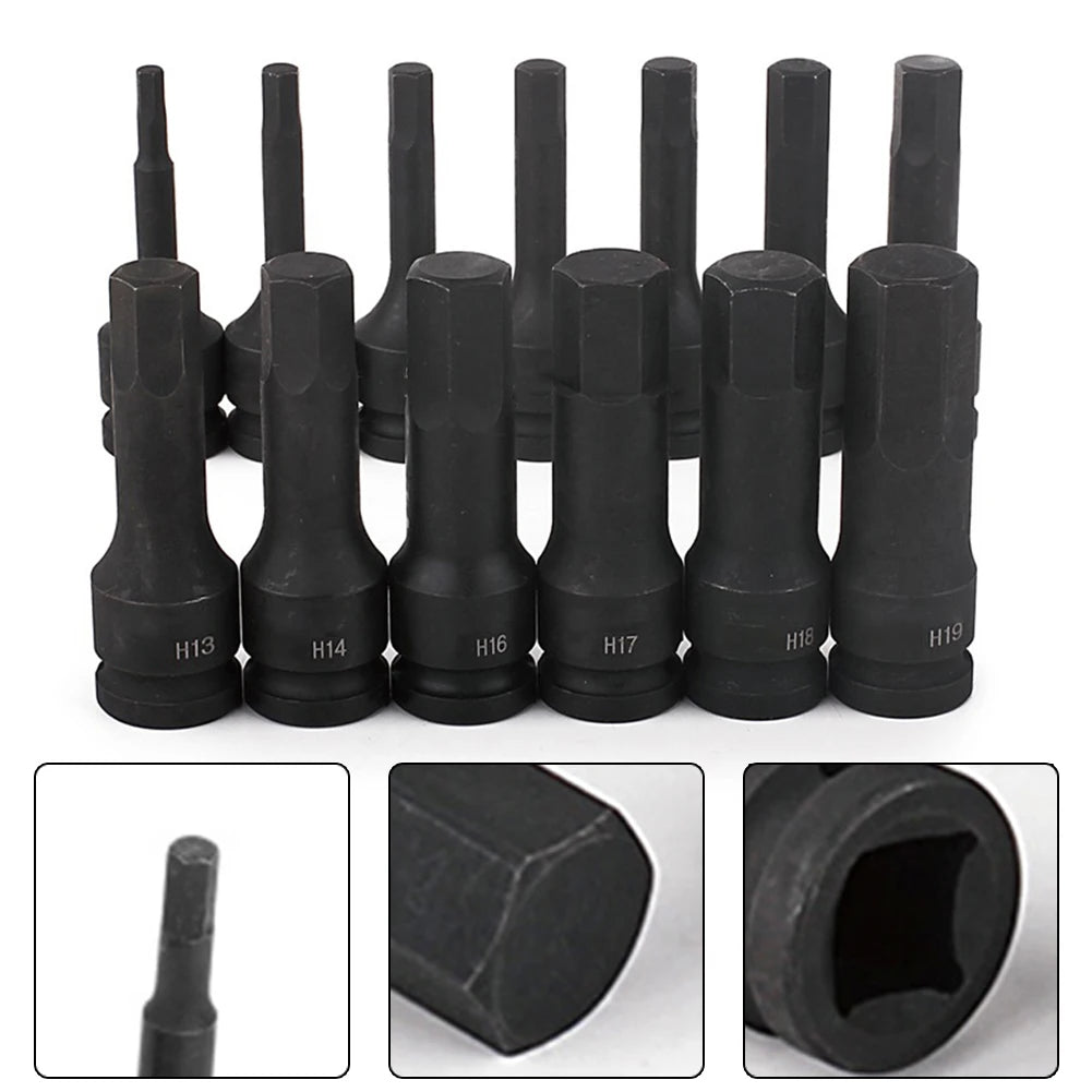 1Pcs 4mm-19mm Electric Drill Socket Adapter 12.5mm Square Interface Hexagonal Head Socket Wrench For Factory/Repair Shop Qme