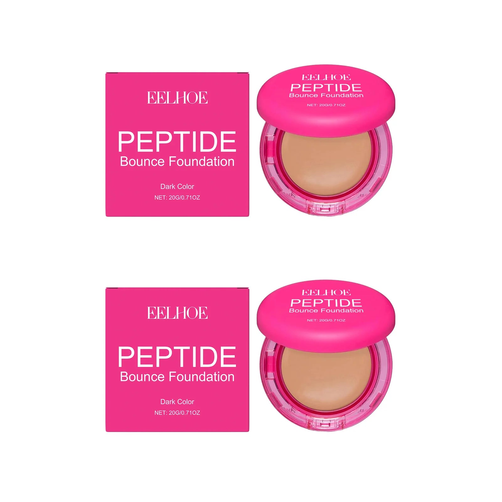 Peptide Bounce Balm Foundation Lasting Full Coverage Concealer Covers Spot Blemishes Brightening Oil Control Makeup Base Cream Qme 2Pcs x Dark Skin
