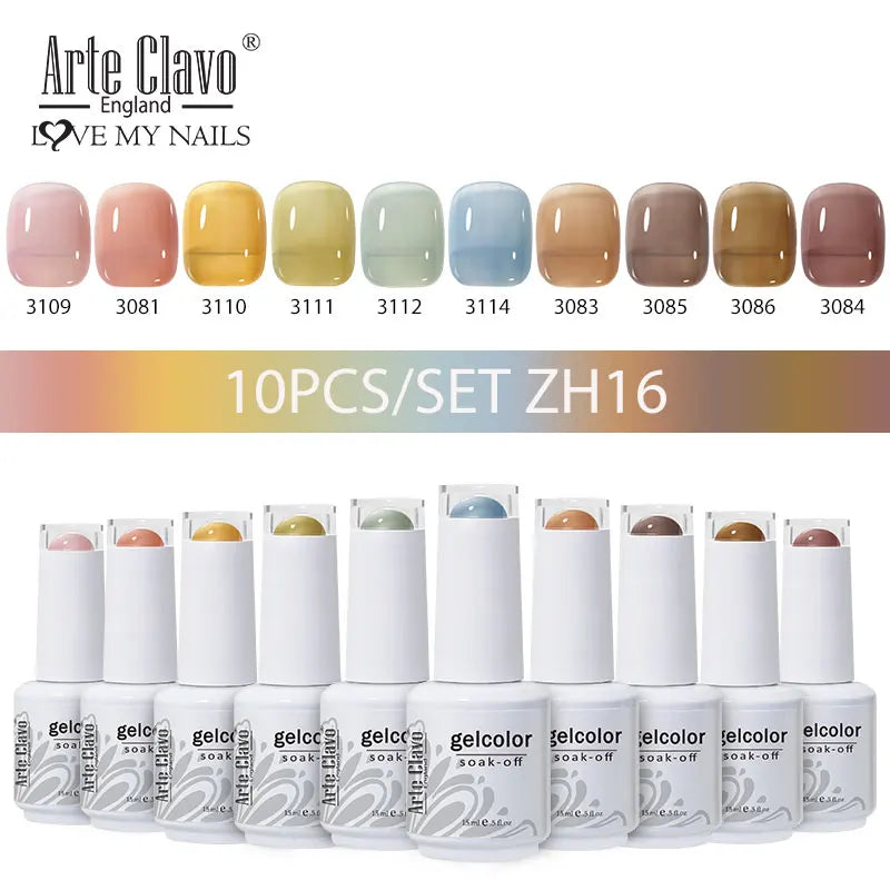 Arte Clavo 4 6 8 Gel Nail Polish Art Soak Off UV Colorful Semi Qme AC-10B-ZH16