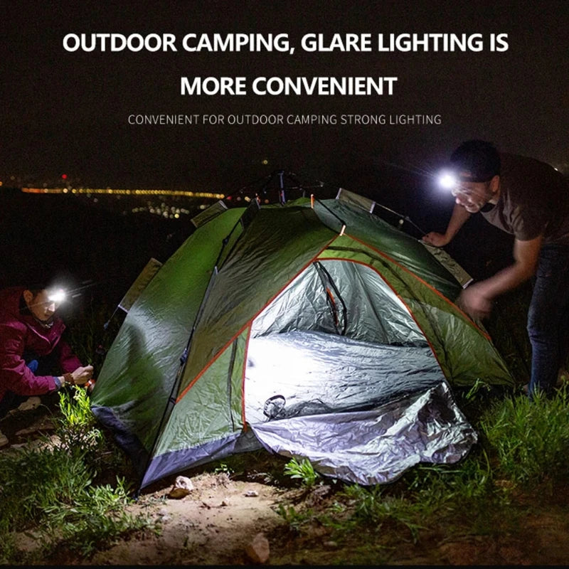 Mini COB LED Headlamp with Sensor Flashlight Torch Work Light for Outdoor Camping Night Fishing Helmet Headband Lamp Qme