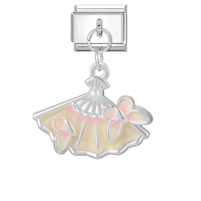 2026 Colorful Zircon Crystal Pendant Italian Charm Link Fit Stainless