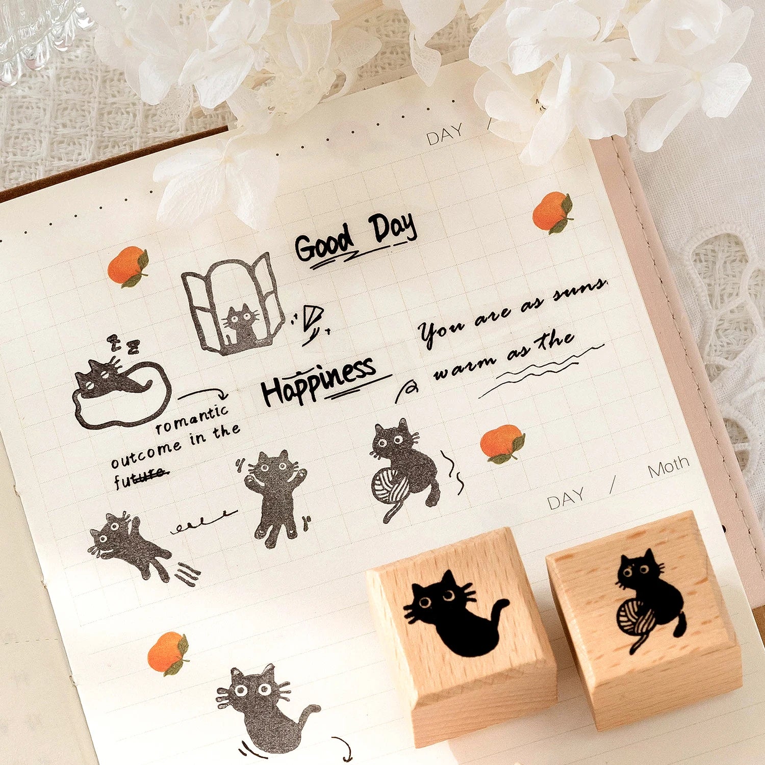 Cute Little Black Cat Decoration Stamp Retro Wooden Rubber Stamps for Scrapbooking Stationery DIY Decorative Craft Standard Seal Qme
