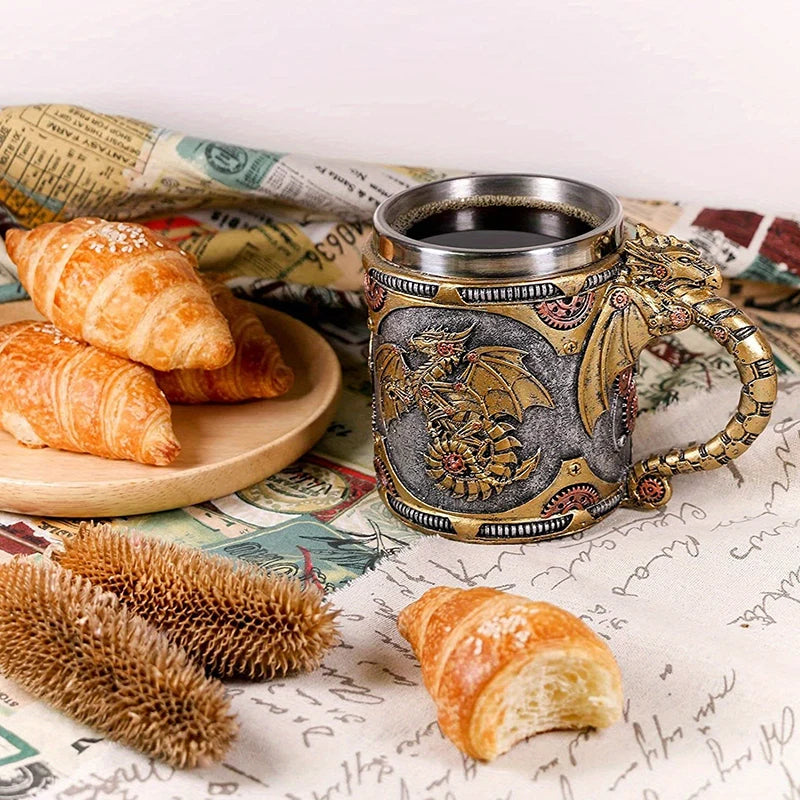 Medieval Steampunk Dragon Mug Renaissance Mechanical Dragons Beer Qme
