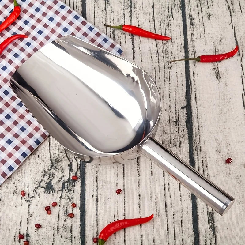 Multi-purpose spoon for ice cubes and grains - ergonomic handle, dishwasher safe - household and commercial kitchen tool, Qme