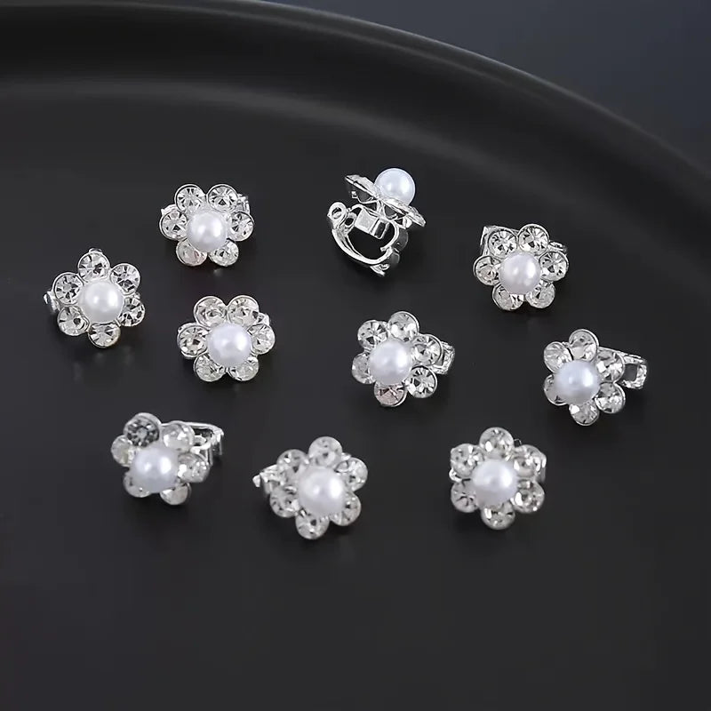 10pcsExquisite Precious Flower Mini Clip Set, Sweet Hair Accessories, Daily Versatile Broken Hair Clips, Bridal Hair Accessories Qme 10pcs