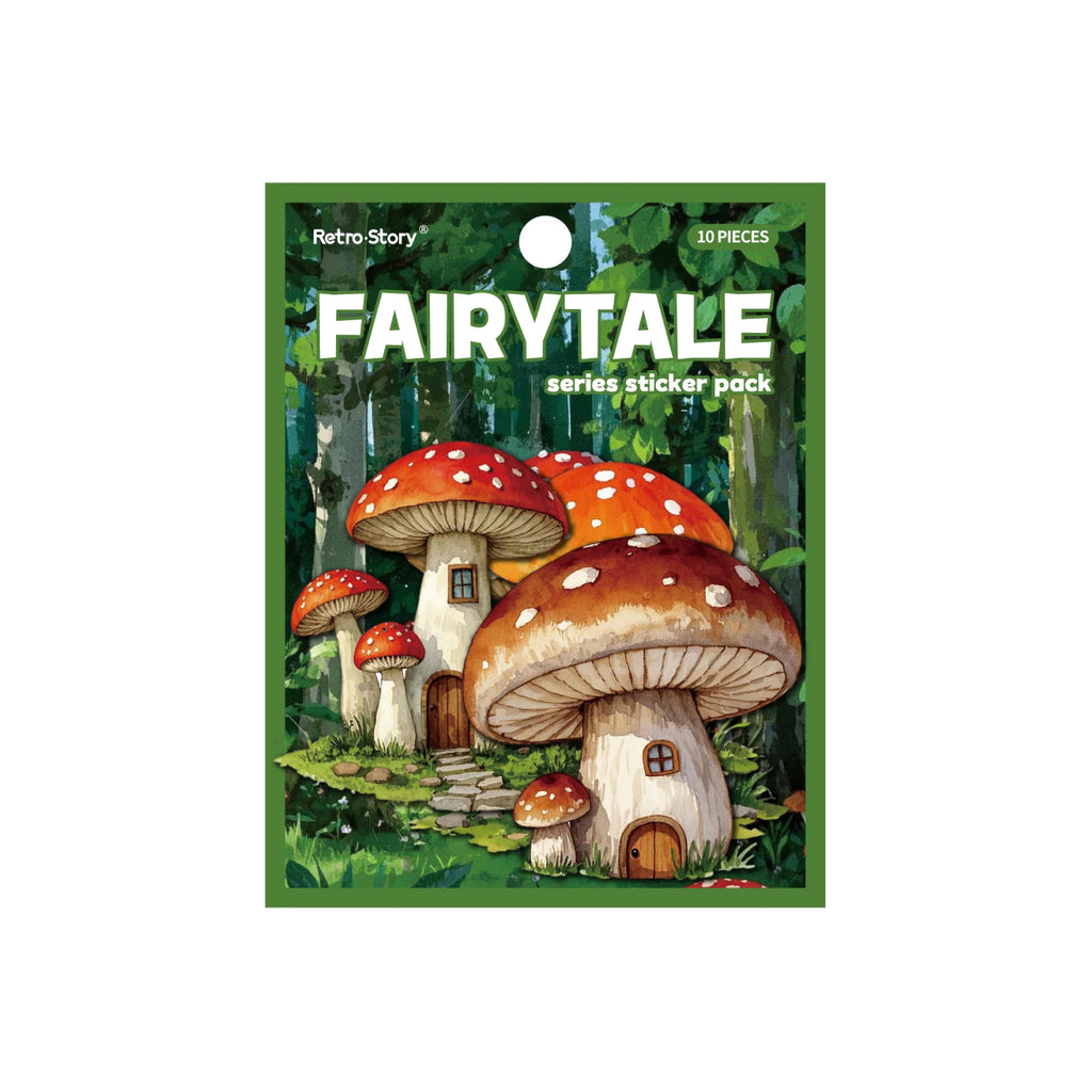 10pcs Fairy Tale Mushroom Town Sticker Pack DIY Decorative Paper Scrapbooking Material handmade Diary Album Junk Journal Supplie Qme