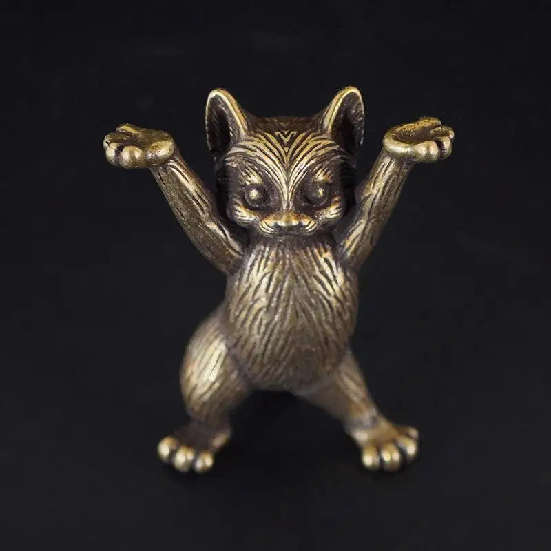Kung Fu Cat Statue Desktop Ornaments Miniatures Home Decoration Metal Qme A1