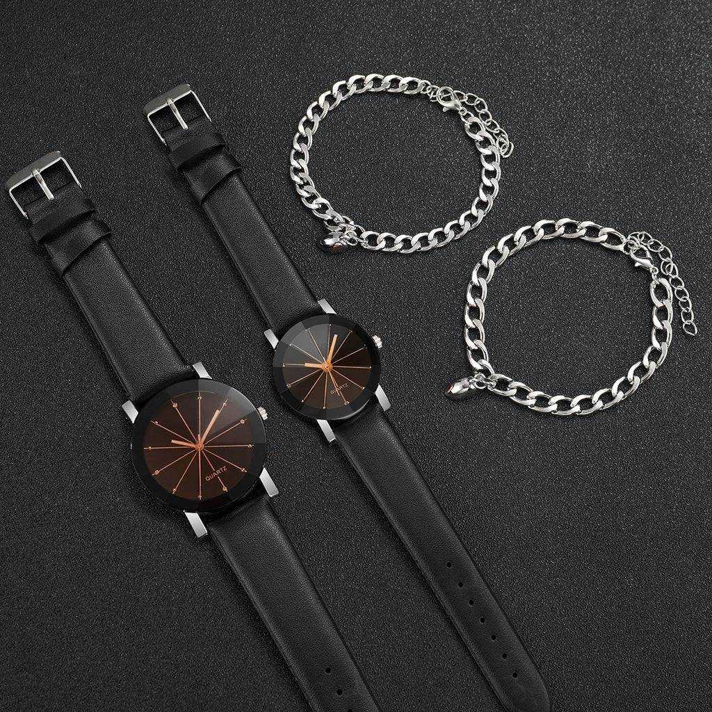 4 P S Casal Rel Gios Moda Strass Homens Mulheres Pulseira De Couro Qme