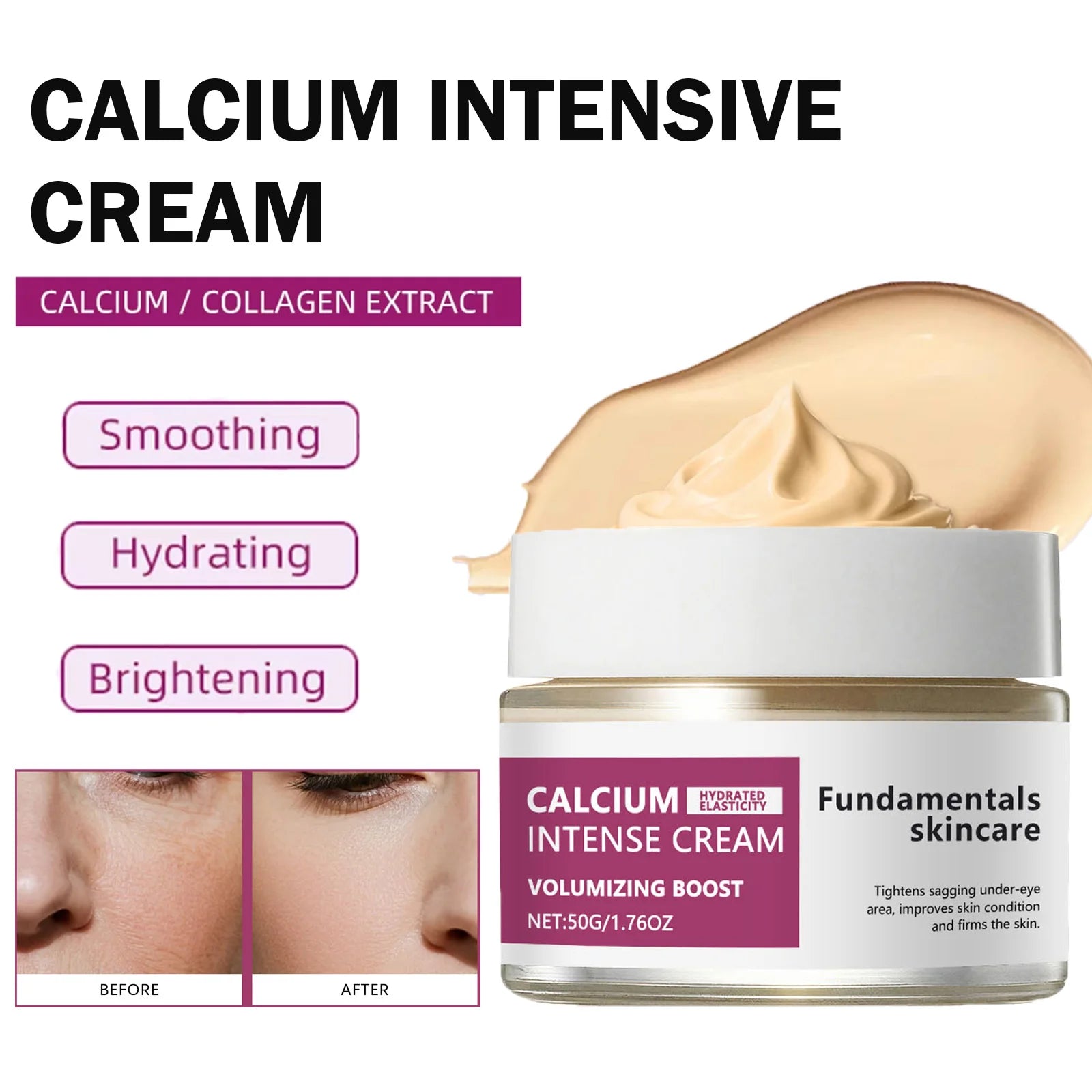 Calcium Intense Cream Tighten Skin Elasticity Enhance Moisturizing Facial Firming Improve Skin Sagging Nourishing Facial Lifting Qme