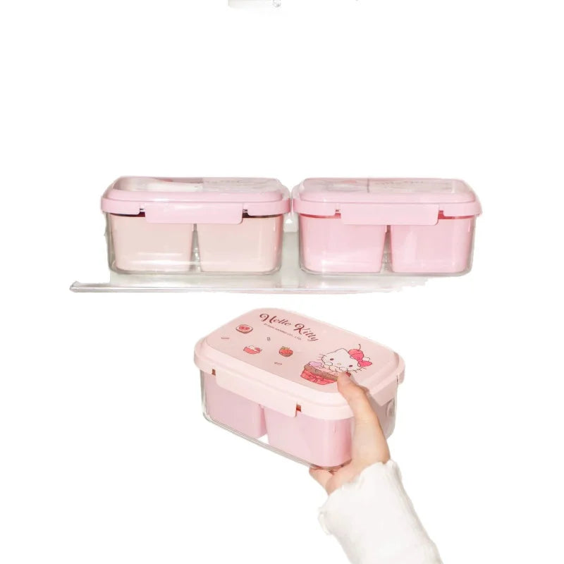 Hello Kitty Kuromi Food Storage Container—Microwave-Safe, Portable, Divided Compartments, Odor-Free, Insulated Lunch Box Qme
