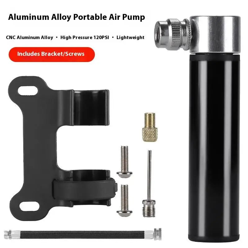 Mini Aluminum Alloy Bicycle Pump Portable Silver Road Mountain Bike Qme