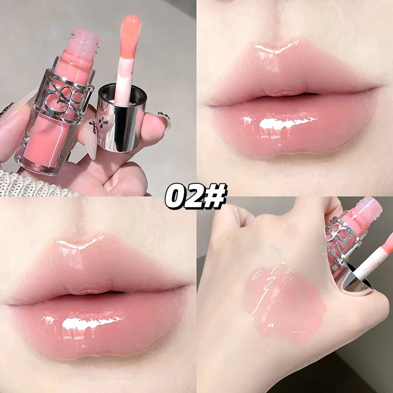 Gege Bear Glittering Mirror Lip Glaze, Watery Shimmering Light Lip Gloss Makeup 8 Colors, Hydrating Moisturizing, Long Lasting Qme GX1390-2