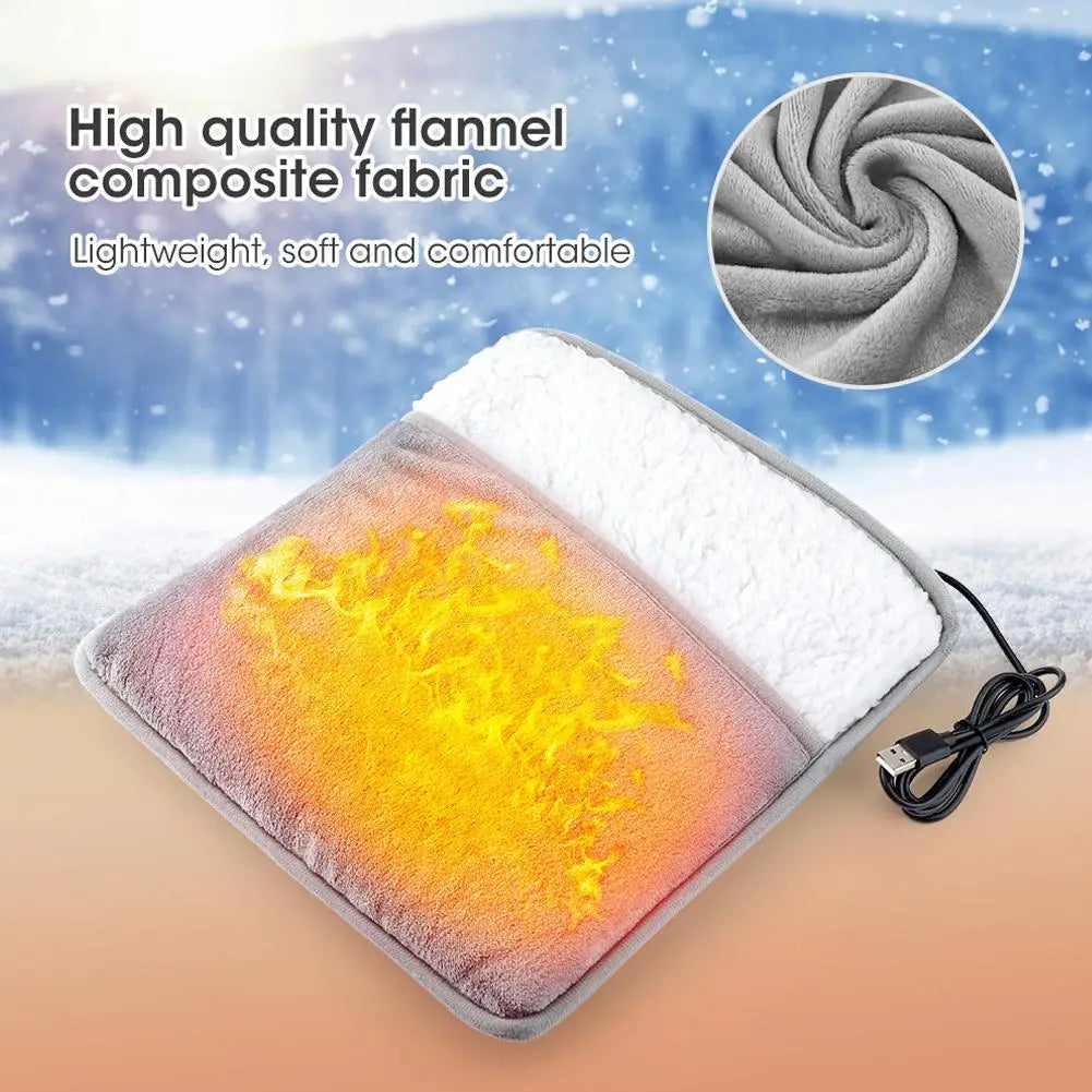 Winter Electric Foot Heating Pad USB Charging Soft Plush Washable Foot Warmer Heater Improve Sleeping Household Foot Warming Mat Qme