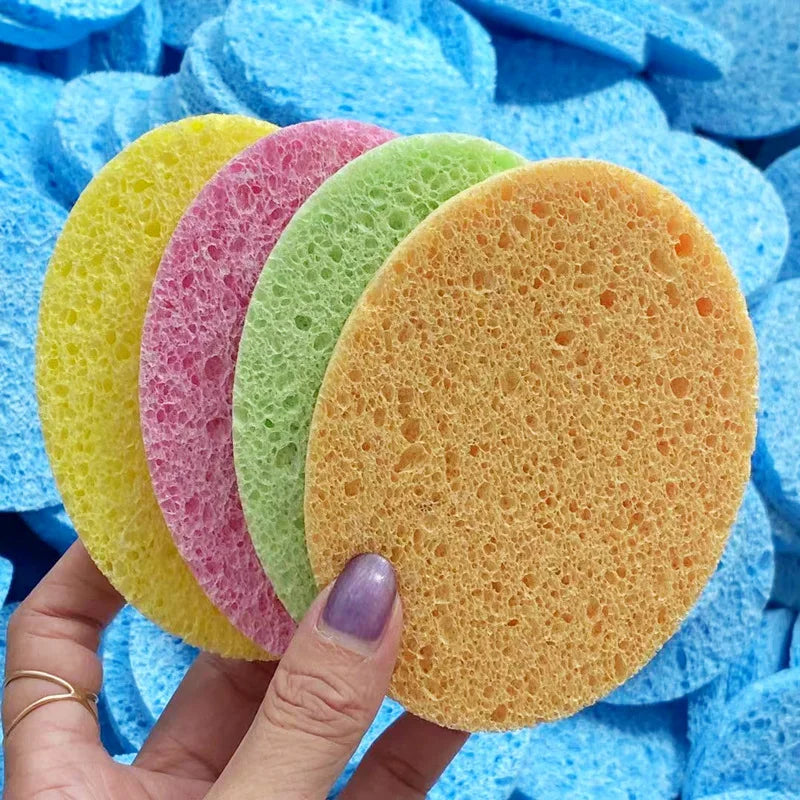 Face Round Makeup Remover Tool Natural Wood Pulp Sponge Cellulose Qme