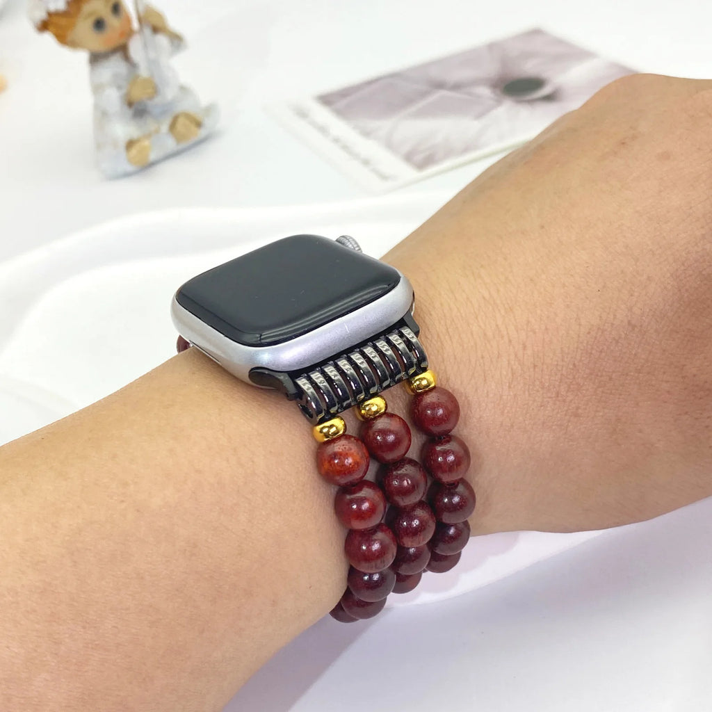18mm Interface Premium Sandalwood Cinnabar Strap - Buddhist Beaded for Huawei Watch Qme