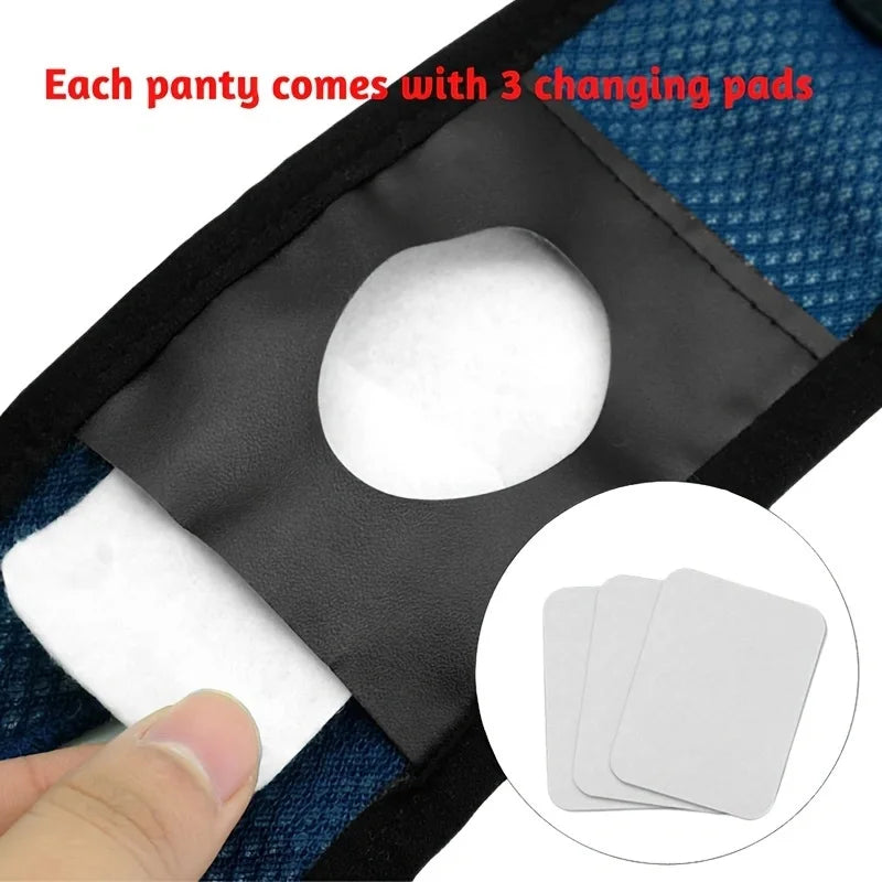 Breathable Adjustable Female Dog Diapers with 3 Replacement Pads - Ideal for Dogs in Heat, Menstruation, and Incontinence Qme