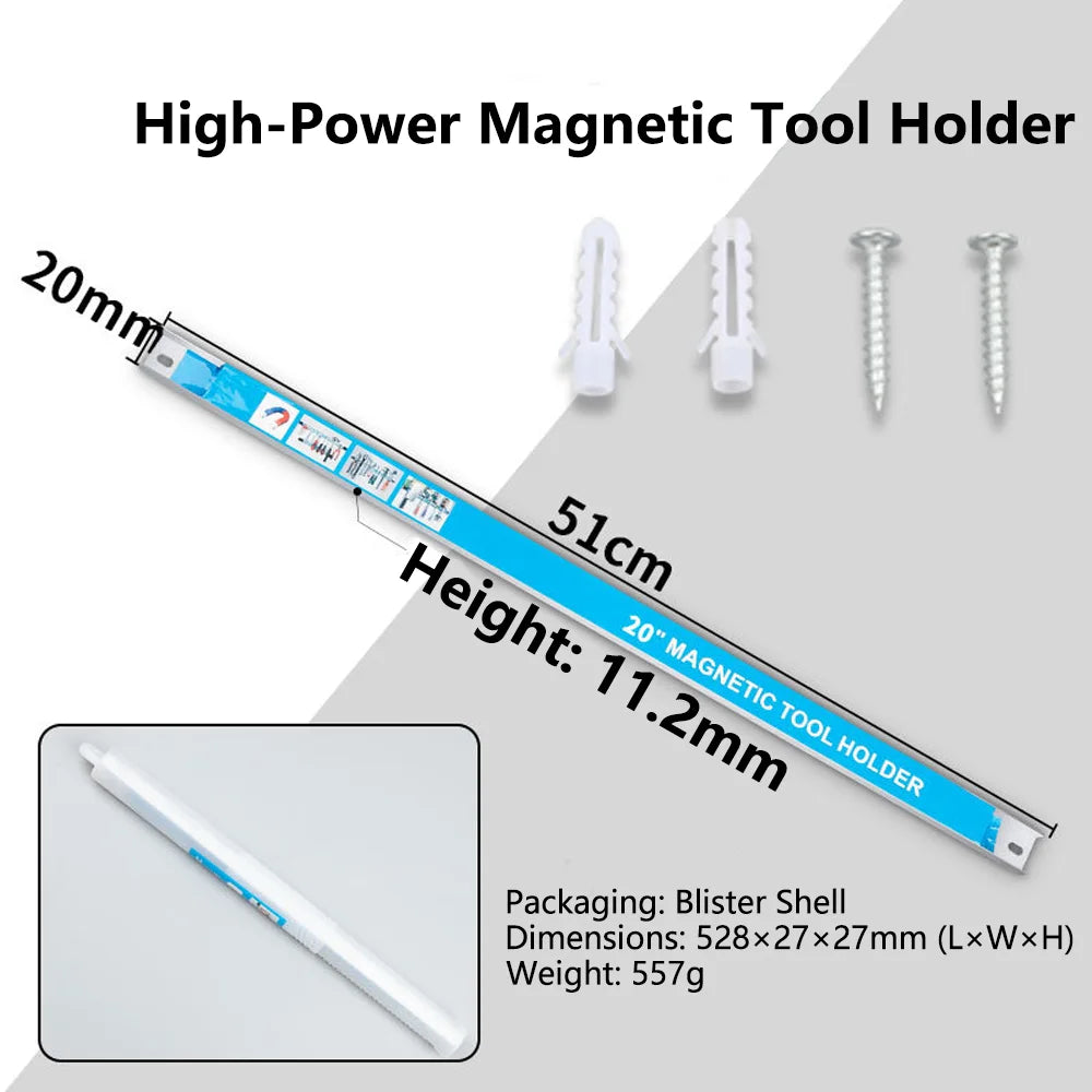 Heavy Duty Magnetic Tool Bar Strong Magnet Strip for Hardware & Knife Storage Wall Mount Rack for Garage Workshop Qme 20 inches