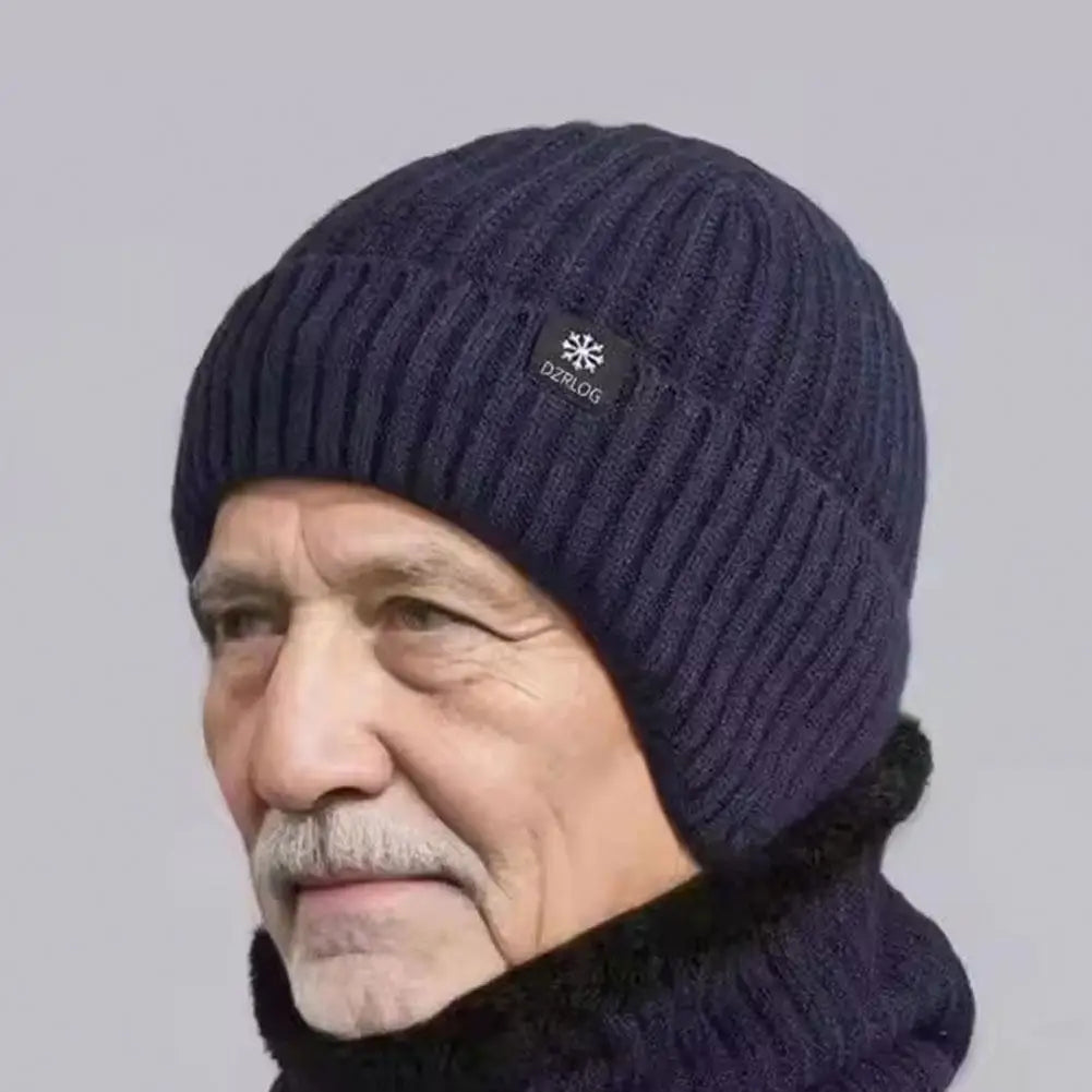 Thick Fleece Lined Beanie Hats with Earflap, Winter Warm Knit Hat for Men Women, Windproof Knit Skull Cap for Winter Outdoor Qme