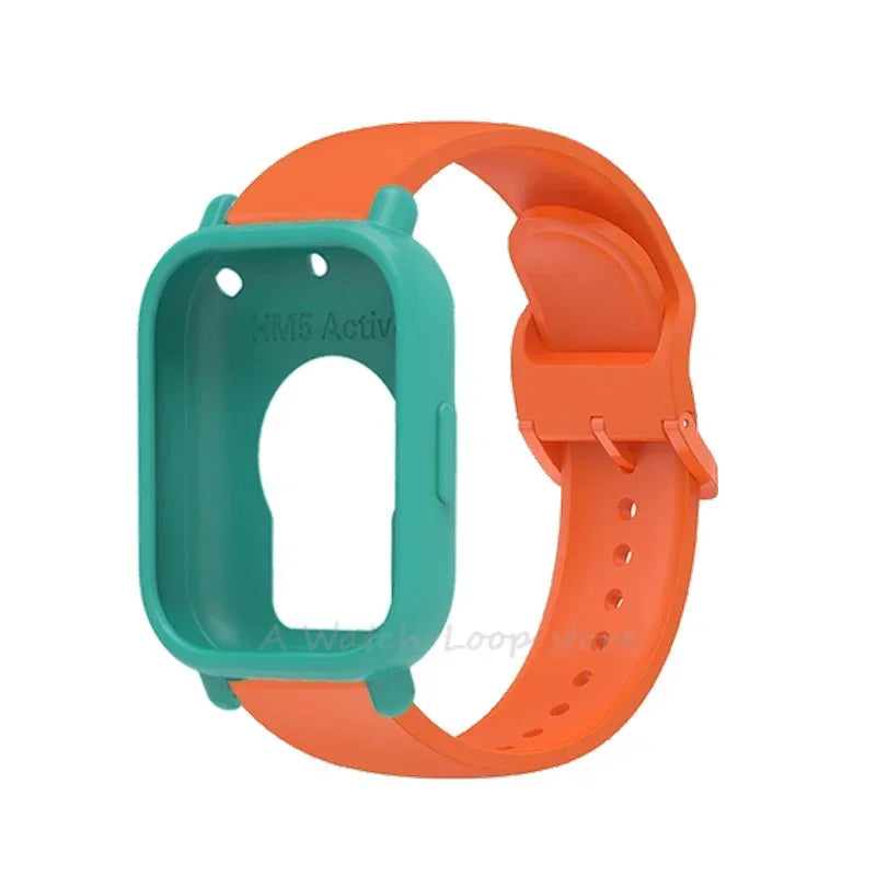 Silicone Case + Strap for Redmi Watch 5 Lite / 5 Active Repacement Bracelet Belt Smart Watchband Protective Shell Cover Qme