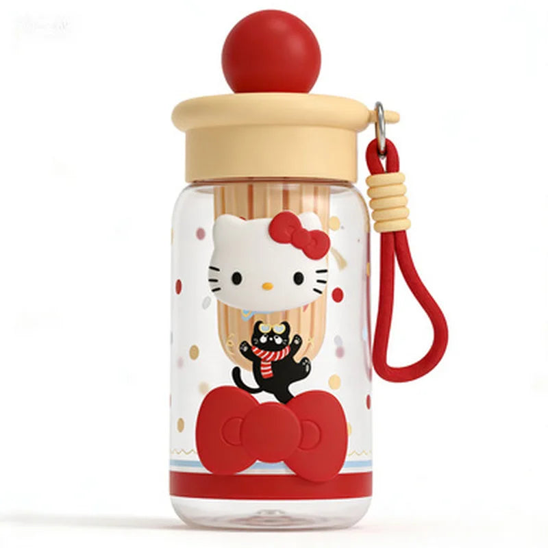 New Hello Kitty Plastic Straw Cup Stylish and Large-Capacity for Girls Portable Summer Tea-Water Separator Cup for Students Qme