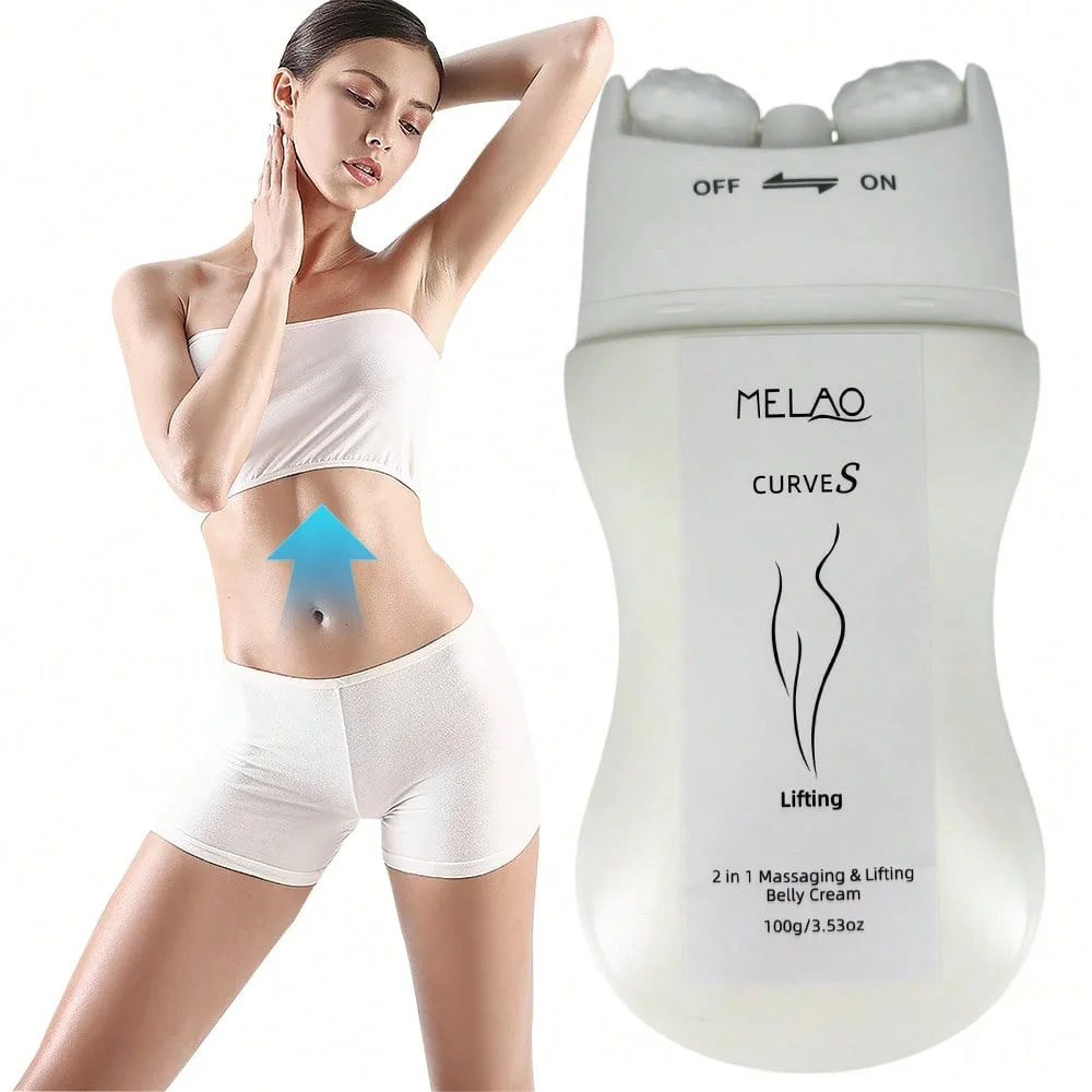 MELAO CURVES Lifting Belly Cream 100g with Massage Device, for Tummy Tightening, Skin Firming, Postpartum Care Qme