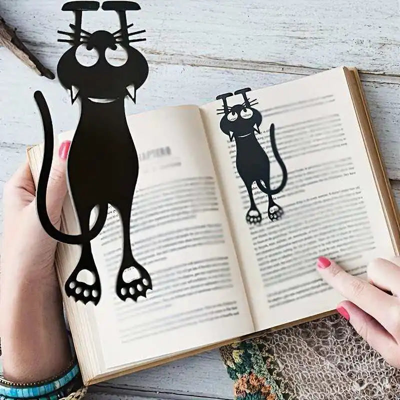 1 Small Cat Bookmark Hollowed Out Black Hanging Qme