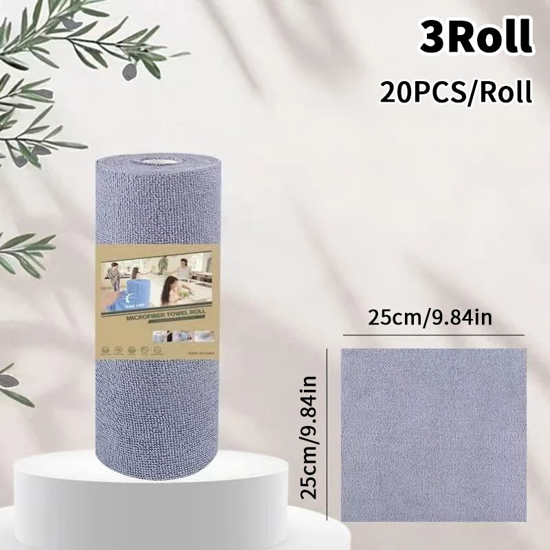 Tear-off Cleaning Cloth Roll Durable Reusable Dish Towel Kitchen Qme C Gray