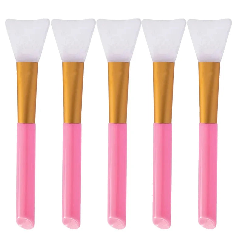 1/2/3/5-pack Silicone Facial Mask Brushes - Mild and Soft, Suitable for All Skin Types, Mud Film Brush DIY Adjusting Beauty Tool Qme Pink 5pcs