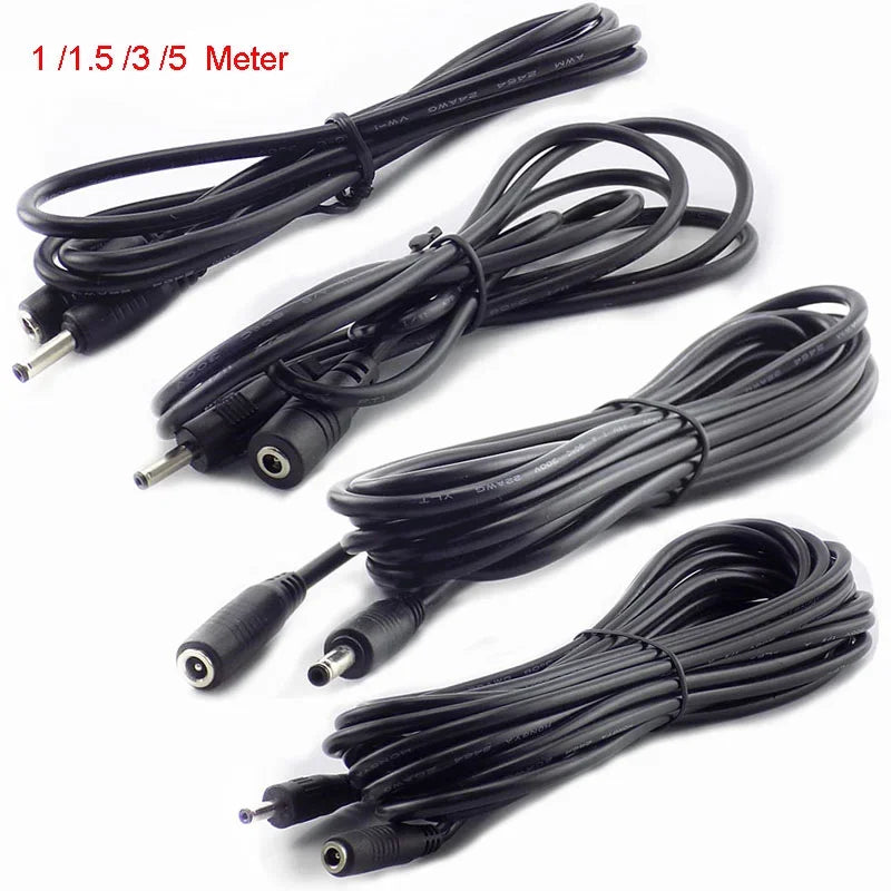 DC Extension Cable 1M 1.5M 3M 5M 3.5mm x 1.35mm Female to Male Plug for 5V 2A Power Adapter Cord Home CCTV Camera LED Strip Qme