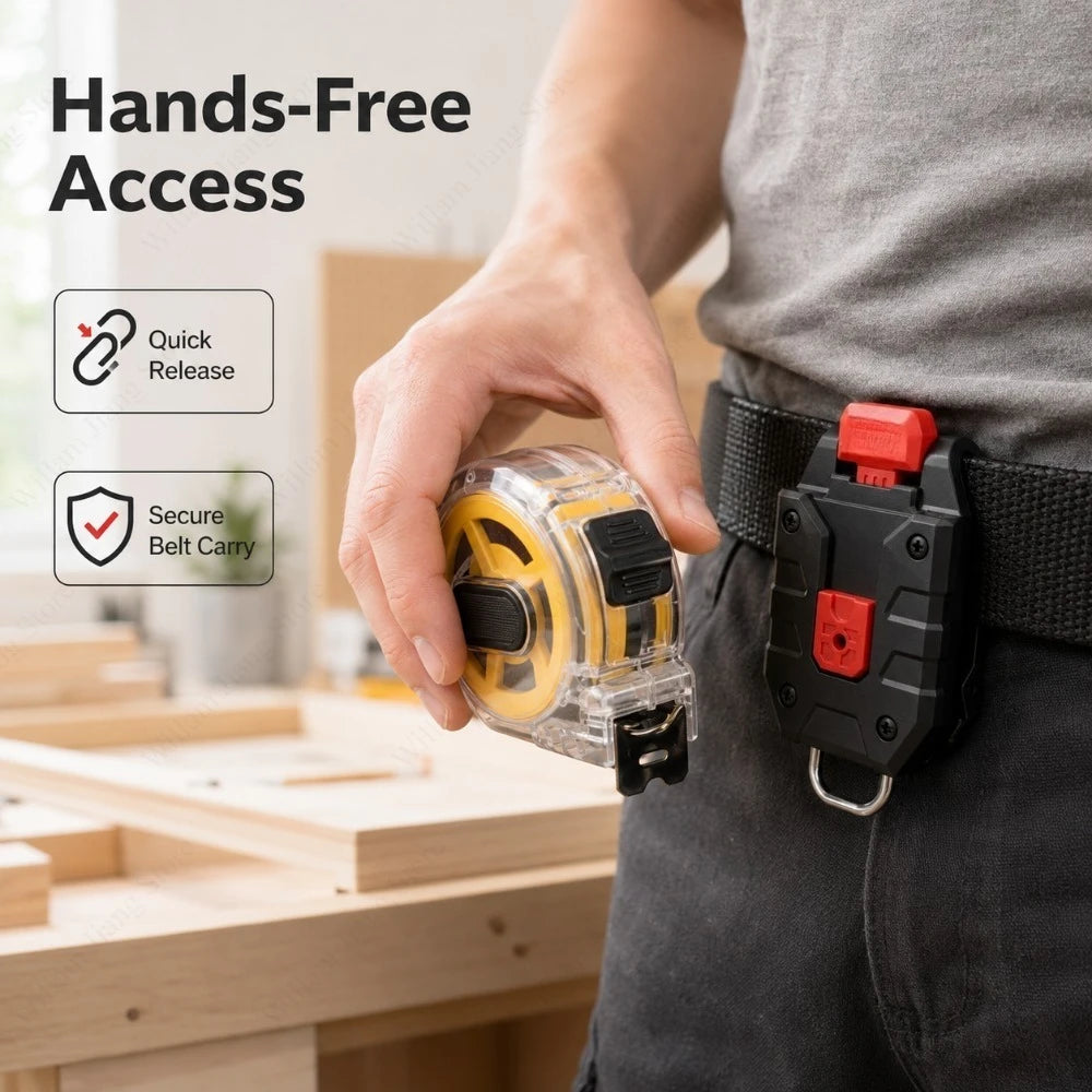 Universal Tool Belt Clip with Quick Release Buckle Durable Hook for Hanging Tape Measure in Daily Repair and Maintenance Work Qme