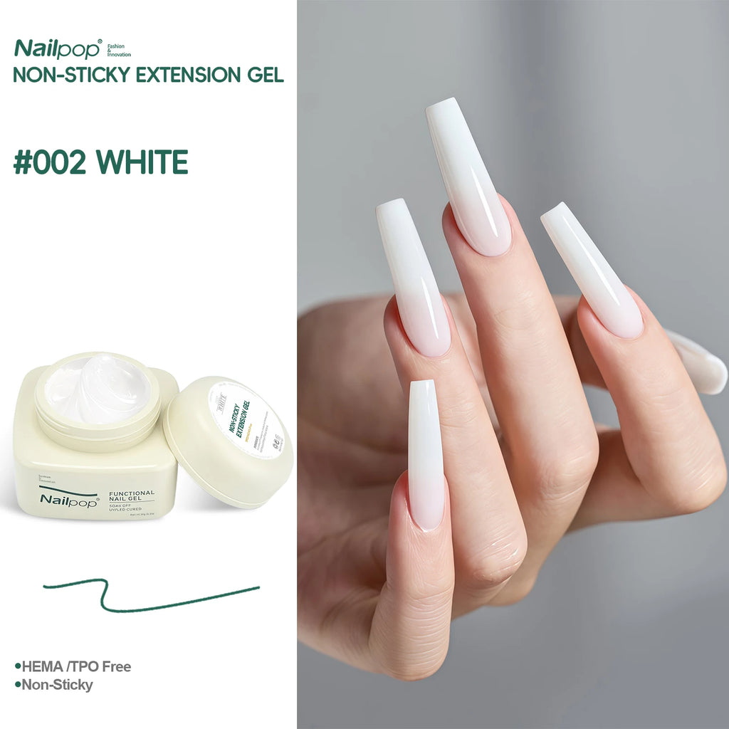 Nailpop No TPO HEMA Non Sticky Extension Gel Nails Art Manicure Qme 20GNSG-White