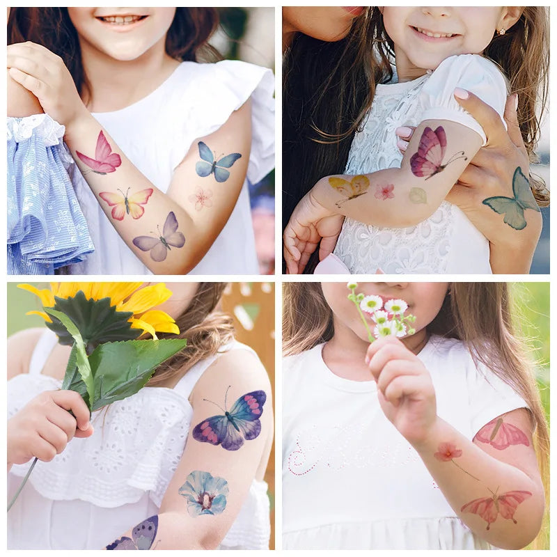 A 4/6/10PCS Butterfly Tattoo Children's Stickers Mini Waterproof Tattoos for Kids Transfer Tattoos Stickers Temporary Tattoo Qme
