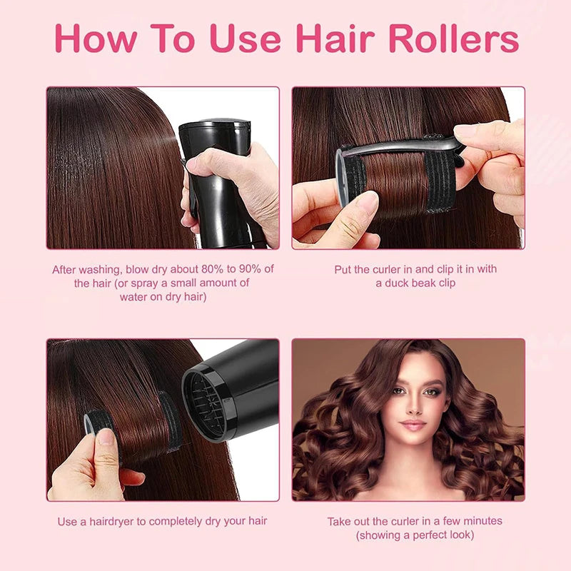 Heatless Self-grip Hair Rollers Clip Curlers DIY Styling Tools Volume Qme