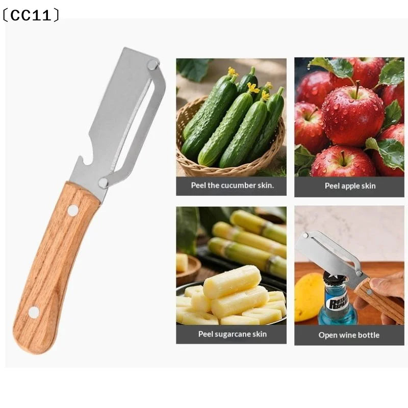 3-in-1 Serrated Peeling Knife Premium Vegetable Peeler Handle Bottle Qme