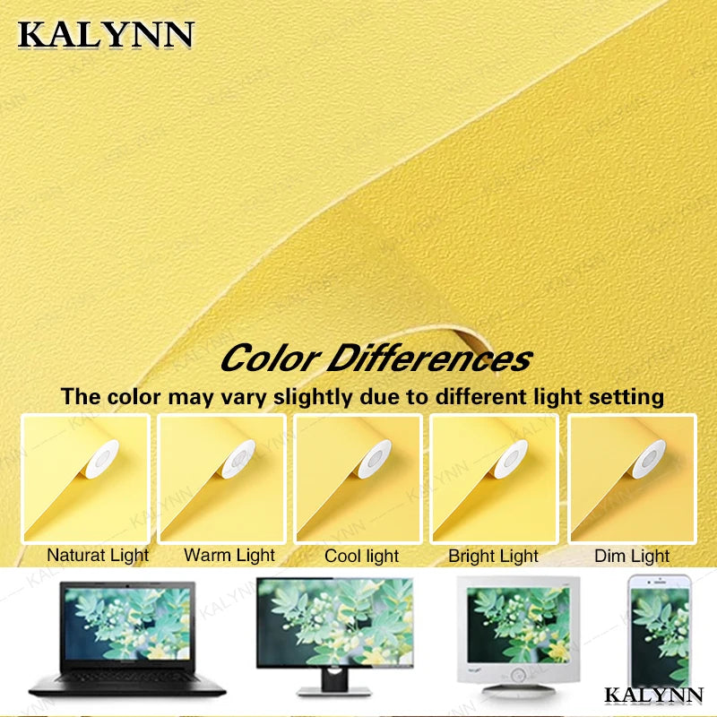 Yellow Peel Stick Wallpaper Vinyl Removable Wall Paper Self-adhesive Qme