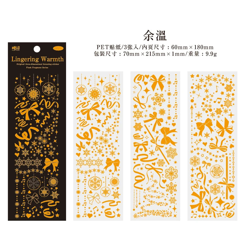 3pcs Waterproof Glittering Laser Cartoon Graffiti Dot Decorative Stickers for Scrapbooking DIY Photo Notebook Collage Stationery Qme C