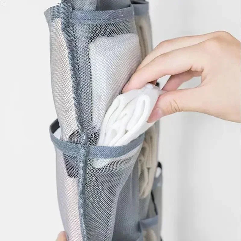 Double Sides Underwear Storage Hanging Bag Dormitory Home Wardrobe Hanging Wall Foldable Bag Underpants Socks Organizer Qme
