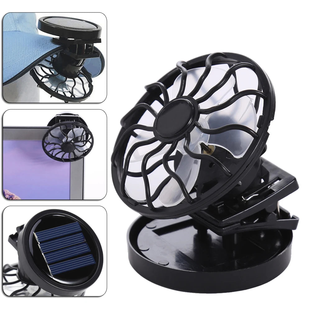 Portable Mini Solar Powered Clip Fan Mountain Climbing Camping Wilderness SurvivalSummer Hat Cap Clip Cooler Fan Qme