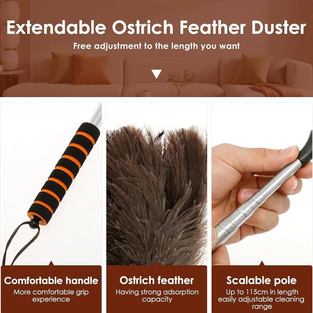 Duster Extendable 61 Inch Soft Dusting Mop Long Anti-Static Feathers Duster For Ceiling Window Vent Baseboard Pet Hair Removal Qme China Mainland