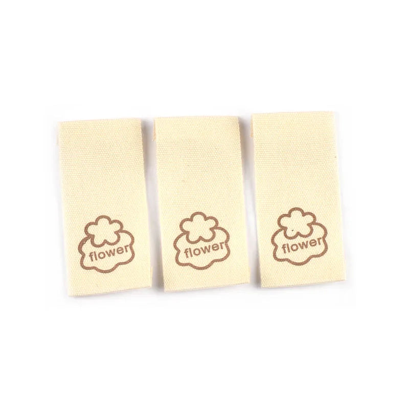 50pcs/lot 20x40mm Lovely Bear/Flower/Rabbit Printed Beige Label For DIY Decor Clothing Sewing Accessories Handmade Crafts c4146 Qme 2