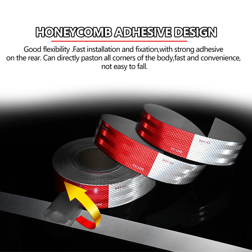 Reflective Safety Tape DOT-C2 PET Material Red & White Waterproof Sunscreen Strong Reflection Warning Tape for Safety Qme