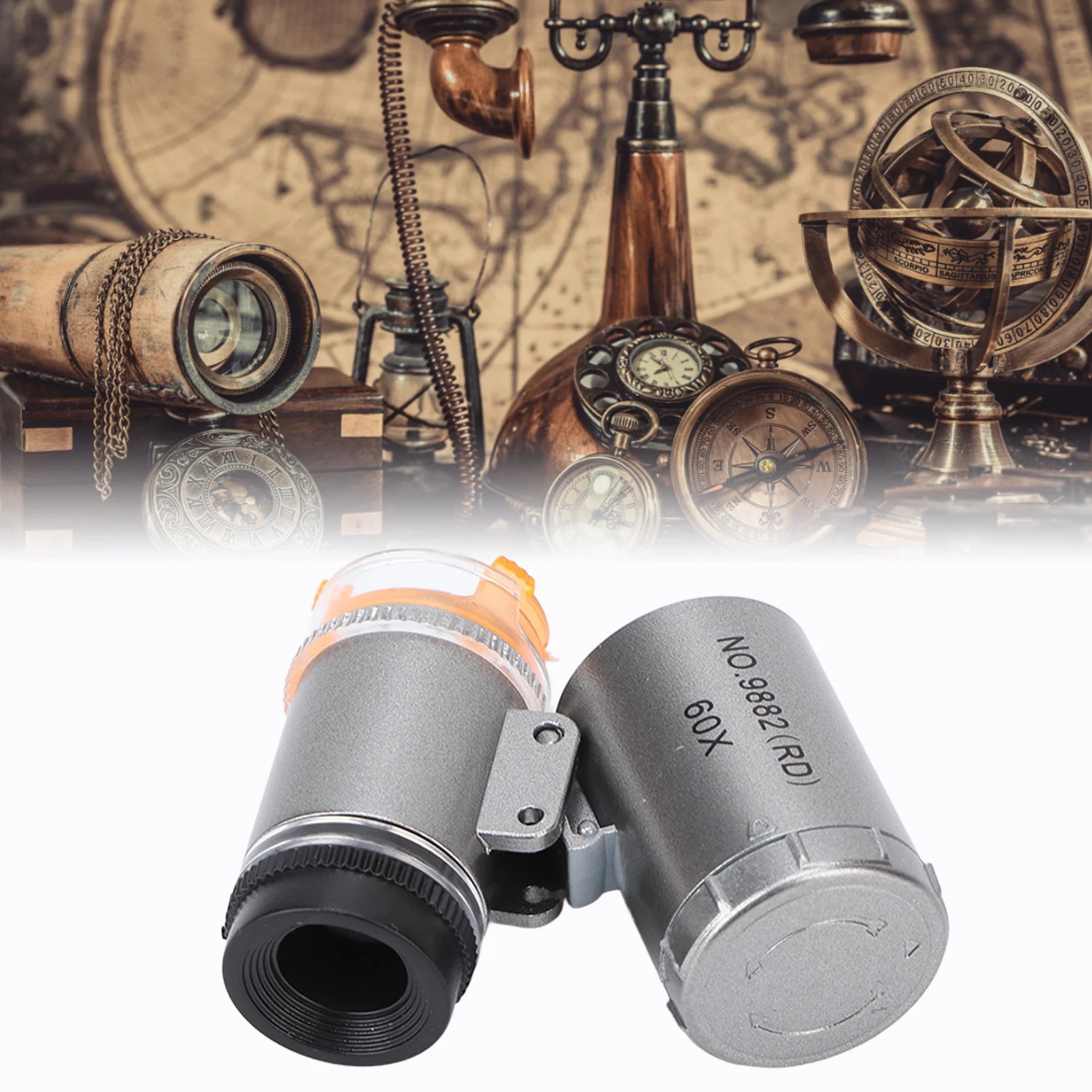 Mini Microscope 2 LED Lights 60X Magnification Widely Used ABS Acrylic Microscope for Antique for Jewelry for Currency Qme